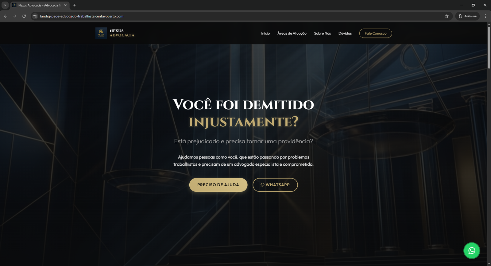Script landing page advocacia e advogado trabalhista